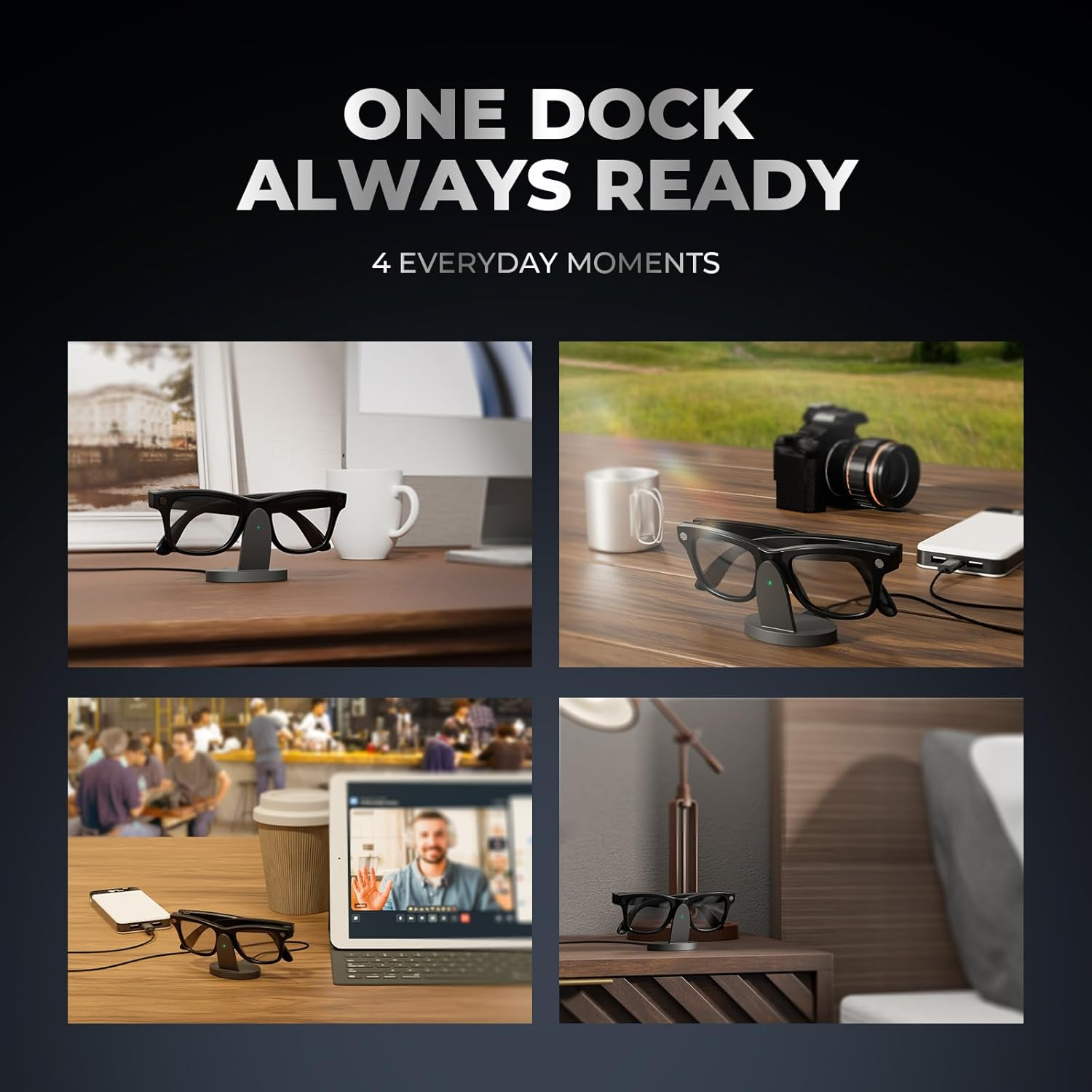 Steinwhale Charging Dock for Rayban Meta 2 Glasses (Black) image number 1