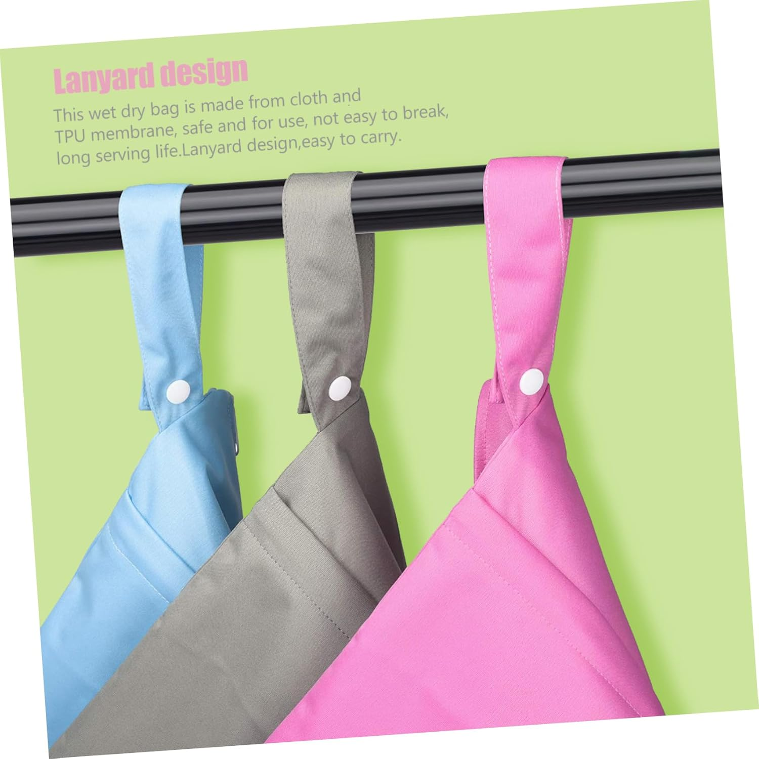 ULDIGI Waterproof Wet Bag 3 Pack Diaper Wet Bag Diapers Wet Dry Bag Material Easy Access image number 2