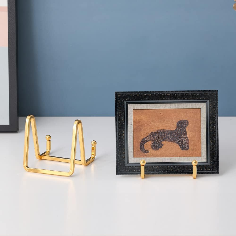 LABUBU Plate Holder Easel Display Stand - 3 Inch Metal Plate Stands for Display - Tabletop Picture Stand - Gold Iron Easels for Display Pictures | Photo Frames | Book | Decorative Plates | Plaque - 1 Pack image number 1