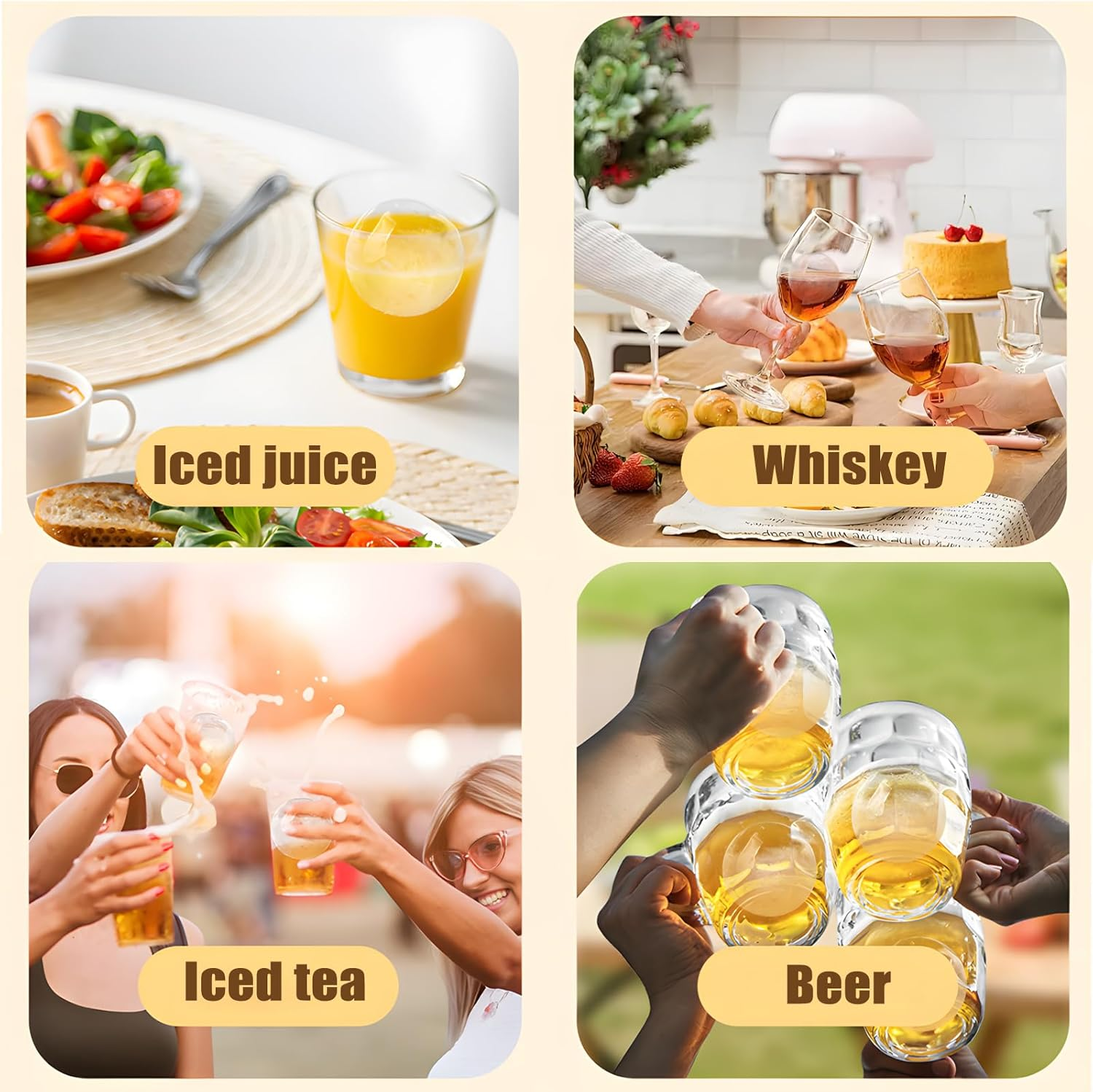 Whiskey Ice Cubes Mold Large Sphere Ice Ball Maker Mold 4Pcs Silicone round Ice Tray with Lids for Craft Ice Maker, Whiskey Cocktails Lover Easy Release image number 5