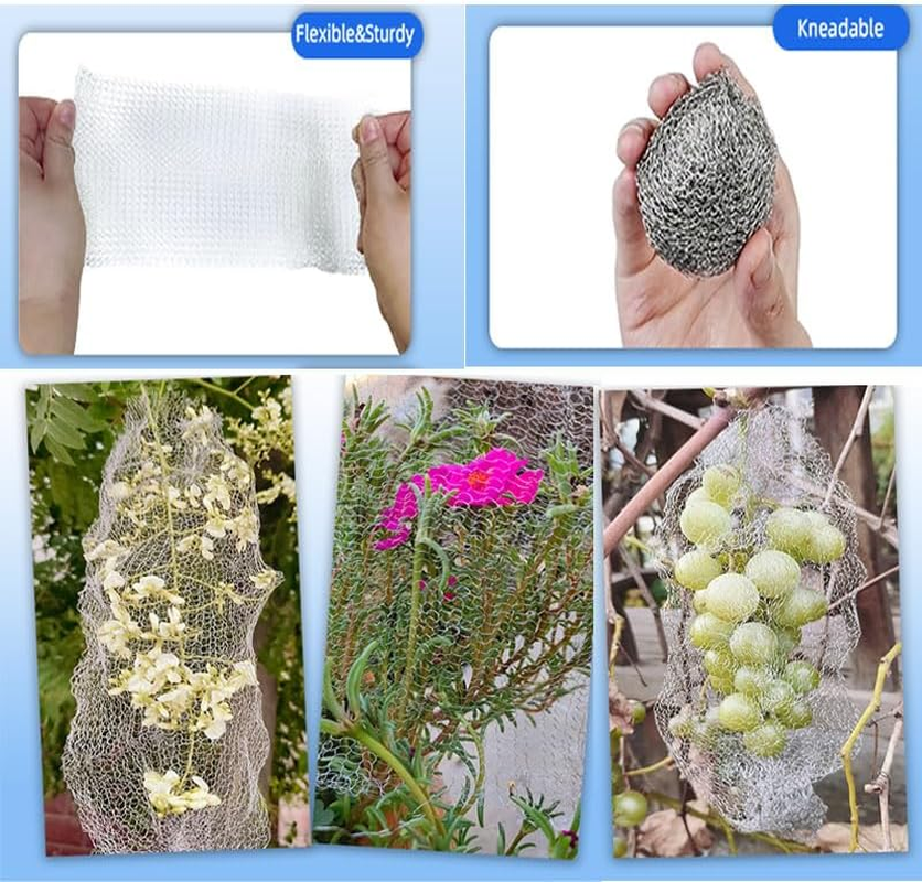 5" X 9.84Ft Stainless Steel Wire Mesh Roll - Double Layer Flexible Metal Mesh for Rodent Control, Hole Fill Fabric Gap Blocker, DIY & Garden Protection (Silver) image number 3