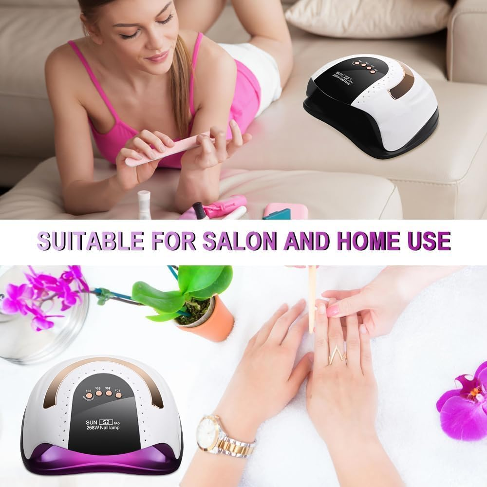 Profesional Nail Lamp 268W, 57Pcs Lamp Beads, Infrared Sensor, 4 Timer Settings, for Nail Salons and Homes