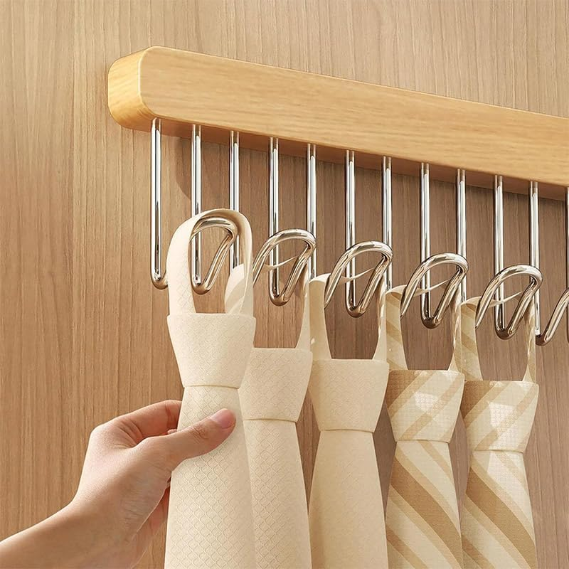 AIMALL Sling Hook Hanger &ndash; Multi-Functional Wave Hanger for Underwear, Vests, and Kitchen Items &ndash; Solid Wood Pull-Out Hanger with 8 Hooks image number 2