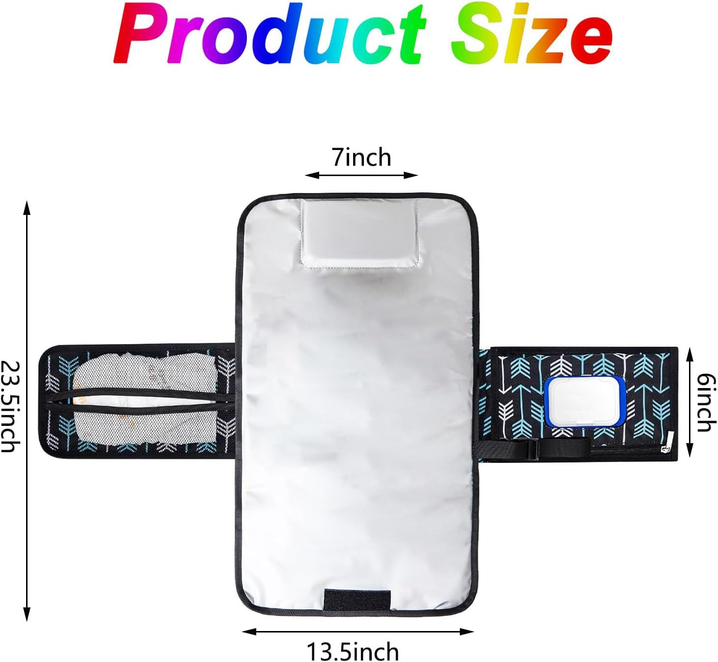 Mtxorvix Portable Changing Pad, Black, Waterproof Travel Baby Diaper Pad, Mat, Foldable, Wipes Pocket, for Baby, Foldable Clutch image number 6