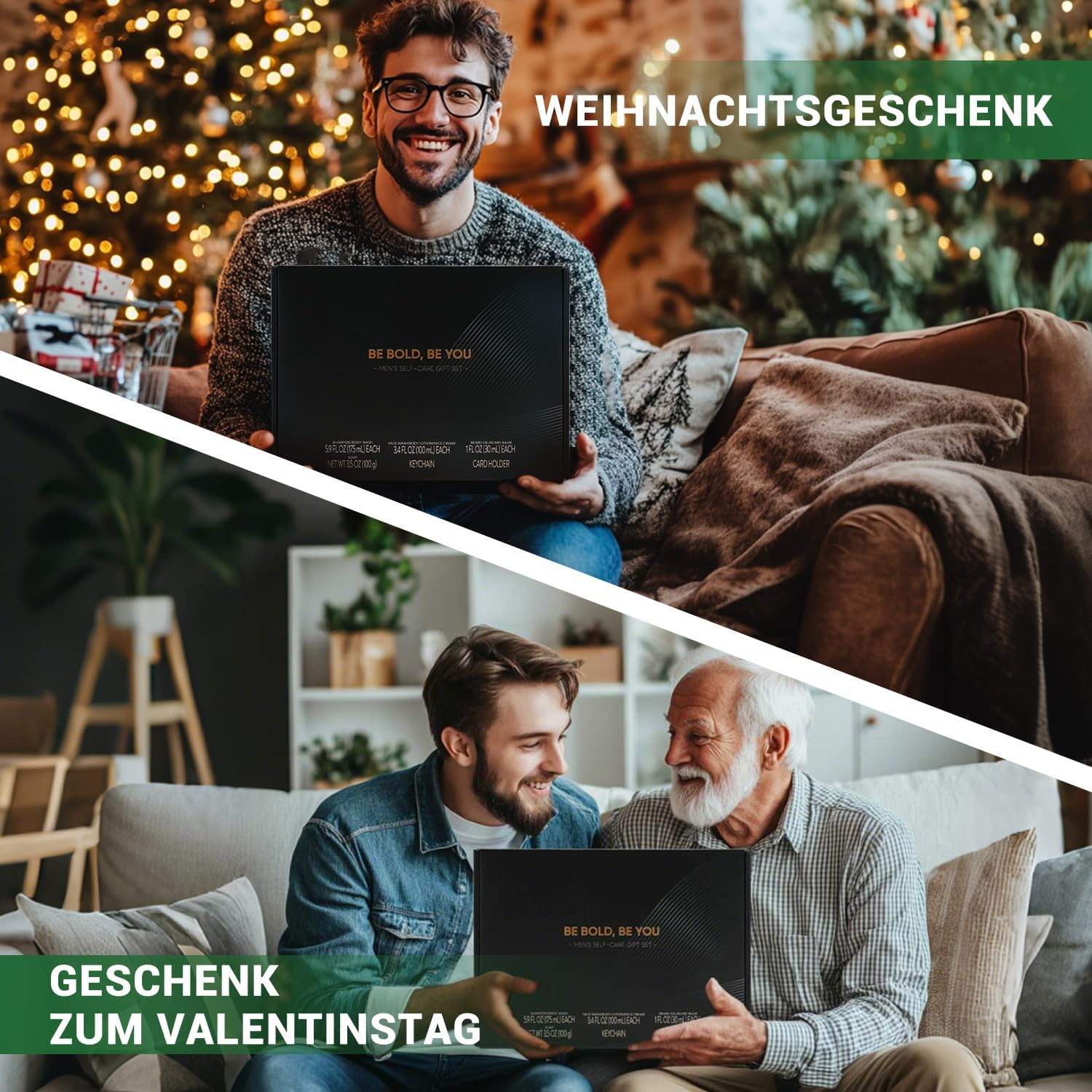 Gift Sets for Men, 10 Pcs Cedarwood Beard Grooming Kit with Bath and Body Wash Gift Set, Body Lotion, Beard Oil, Balm & Business Card Case, Christmas Gifts for Men, Holiday, Birthday, Valentine&rsquo;S Day image number 3