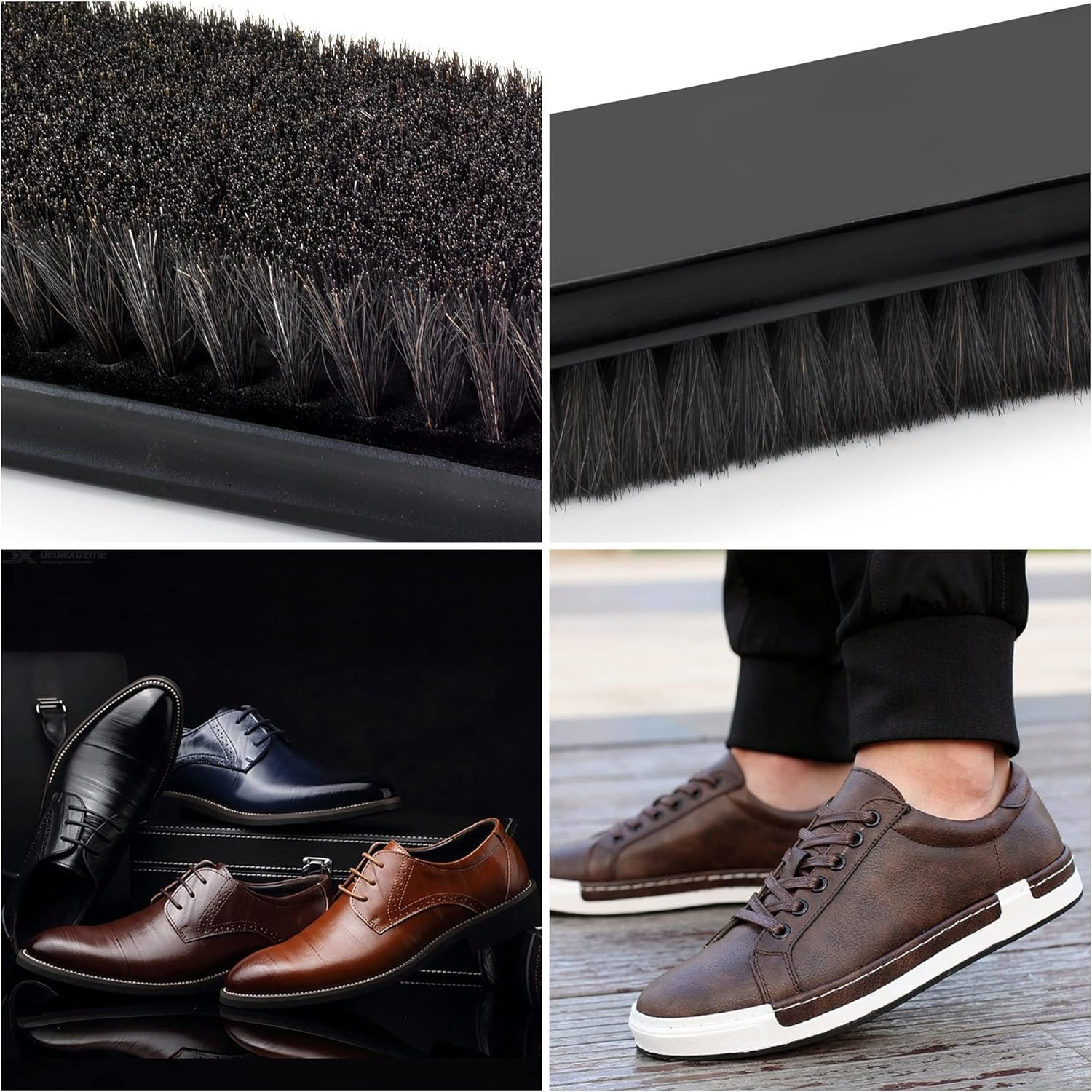 Premium Black Horse Hair Brush - Horse Hair Shoe Brushes for Polishing, Cleaning & Buffing Leather Shoes - Boot Brush with Soft Bristles, Comfy Grip - Shoe Polish Brush Made of Beech Wood image number 3