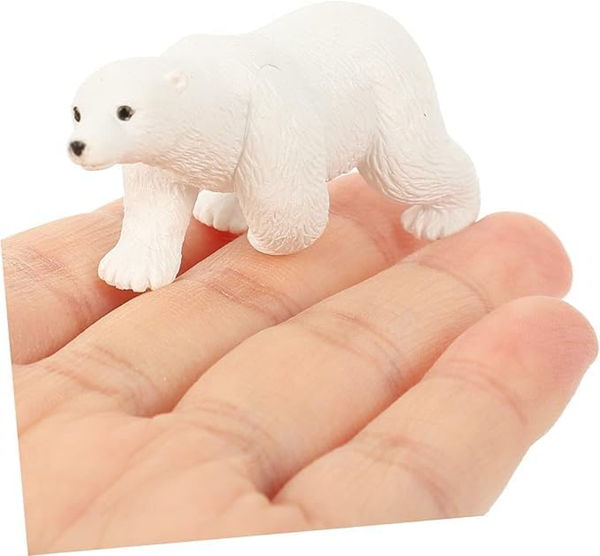 Ksngtixe 6Pcs Miniature Polar Bear Figurines - Cute White Bear Adornments, Durable Compact Animal Decor for Micro Landscape, Home & Garden image number 6
