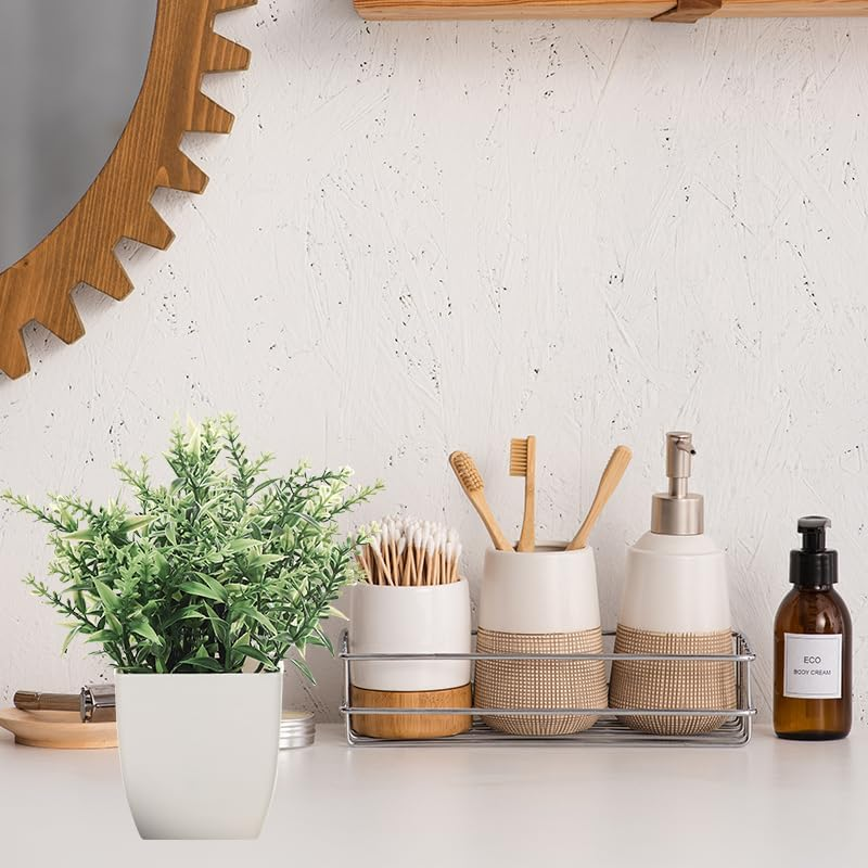 Small Fake Plants 4Pcs, Desk Plants, Small Plants Suitable for Decorating Tables, Desks, Bathrooms, Bedrooms, Offices, Homes, and Farmhouses image number 4