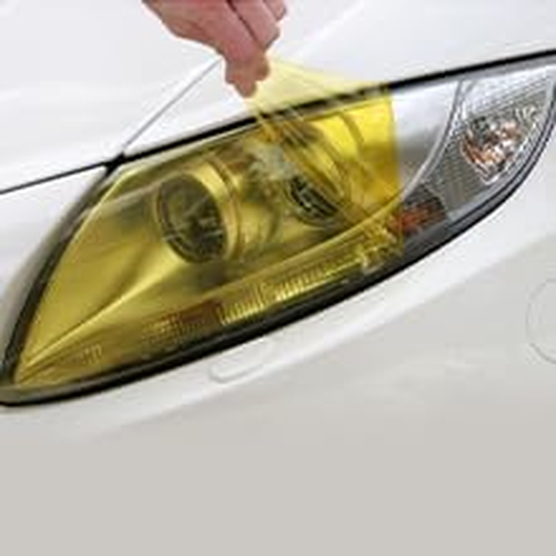 Yellow Light Tint Film for Car Headlight Fog Tail Lights Tinted Vinyl Wrap Accessories Self Adhesive Sheet Sticker Cover 48 Inch X12 Inch 2 Pcs image number 6