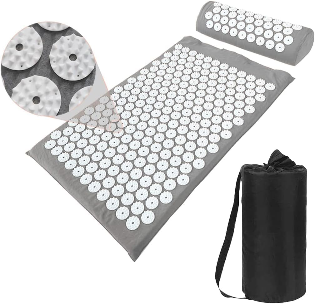 Acupressure Mat & Pillow Set for Back and Neck Pain Relief &ndash; Spiky Acupuncture Massage Mat for Muscle Relaxation, Stress Reduction & Improved Circulation (Pink)