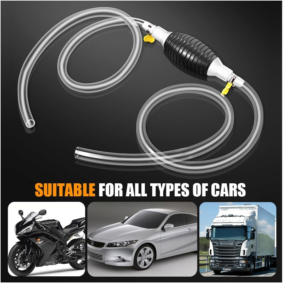 Multifunction Liquid Sucker Pump Siphon Pump for Gasoline Gas Oil Fuel Petrol Diesel Fluid Water Fish Tank, Manual Hand Pump Transfer Pump with Syphon Hose, Metal Buckles (3M) image number 5