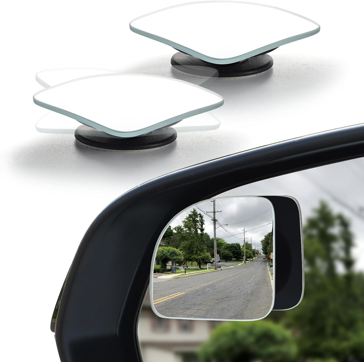 Livtee Blind Spot Mirror, 2" round HD Glass Frameless Convex Rear View Mirrors Exterior Accessories with Wide Angle Adjustable Stick for Car SUV and Trucks, Pack of 2