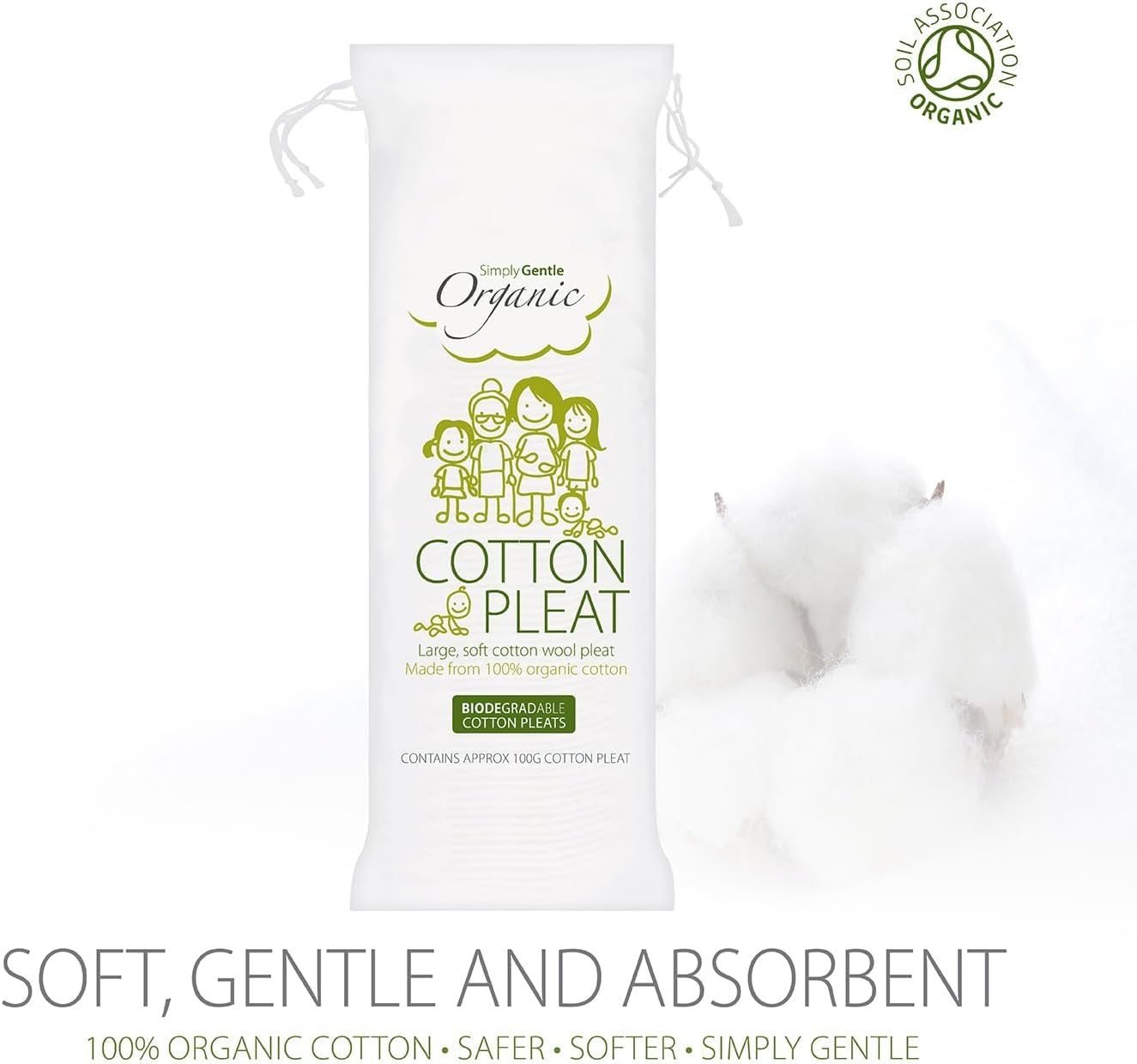 Simply Gentle Organic Cotton Pleat, 100 Grams image number 4