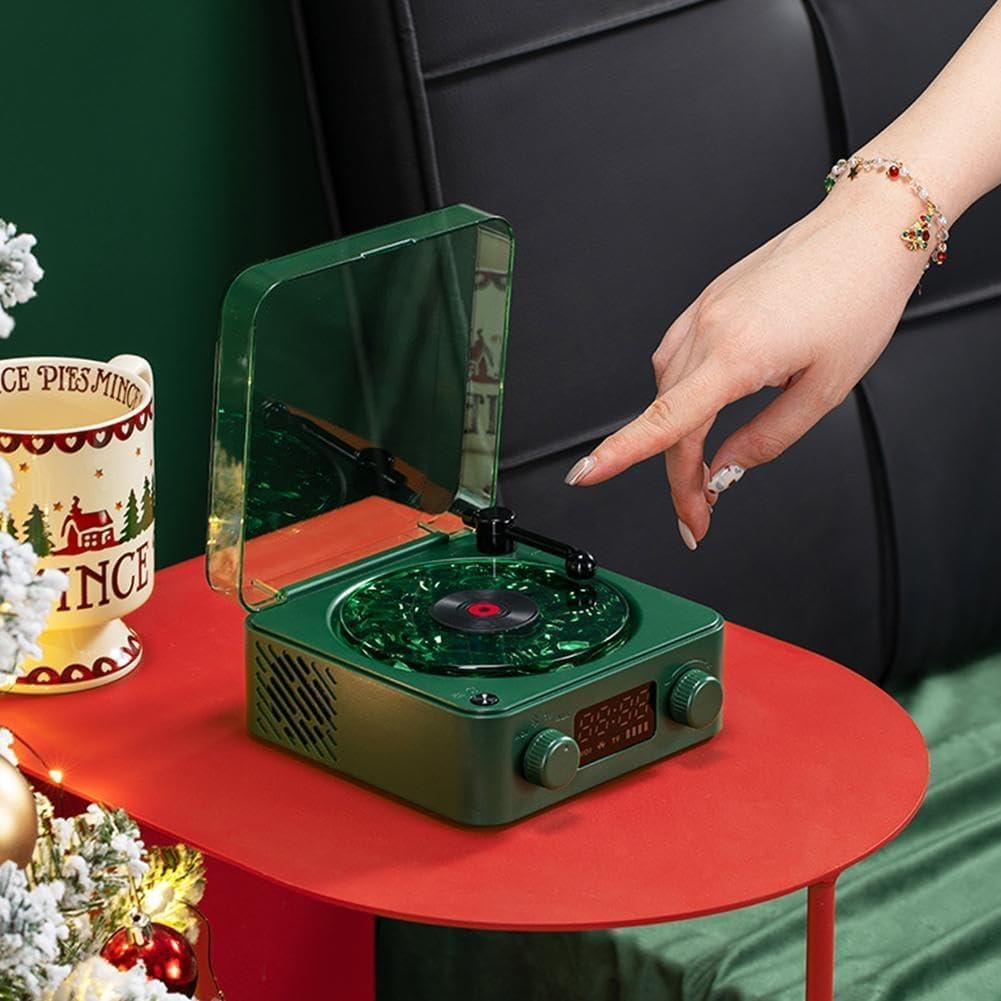 Vinyl Record Player Retro Sleep Aid Speakers Music Center W Bluetooth White Noise Light Speaker image number 4