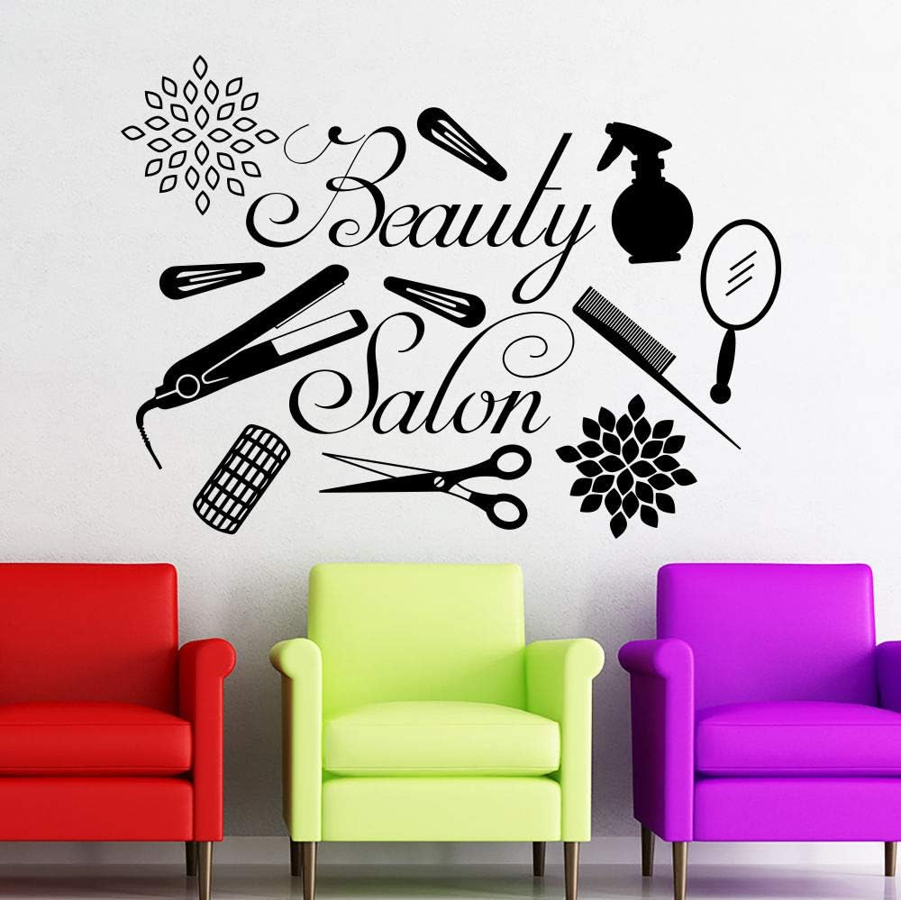 Wall Decals Wall Sticker Beauty Salon Decor Hair Salon Hairdresser Beauty Salon Interior Art Decoration Vinyl 57X42Cm image number 2
