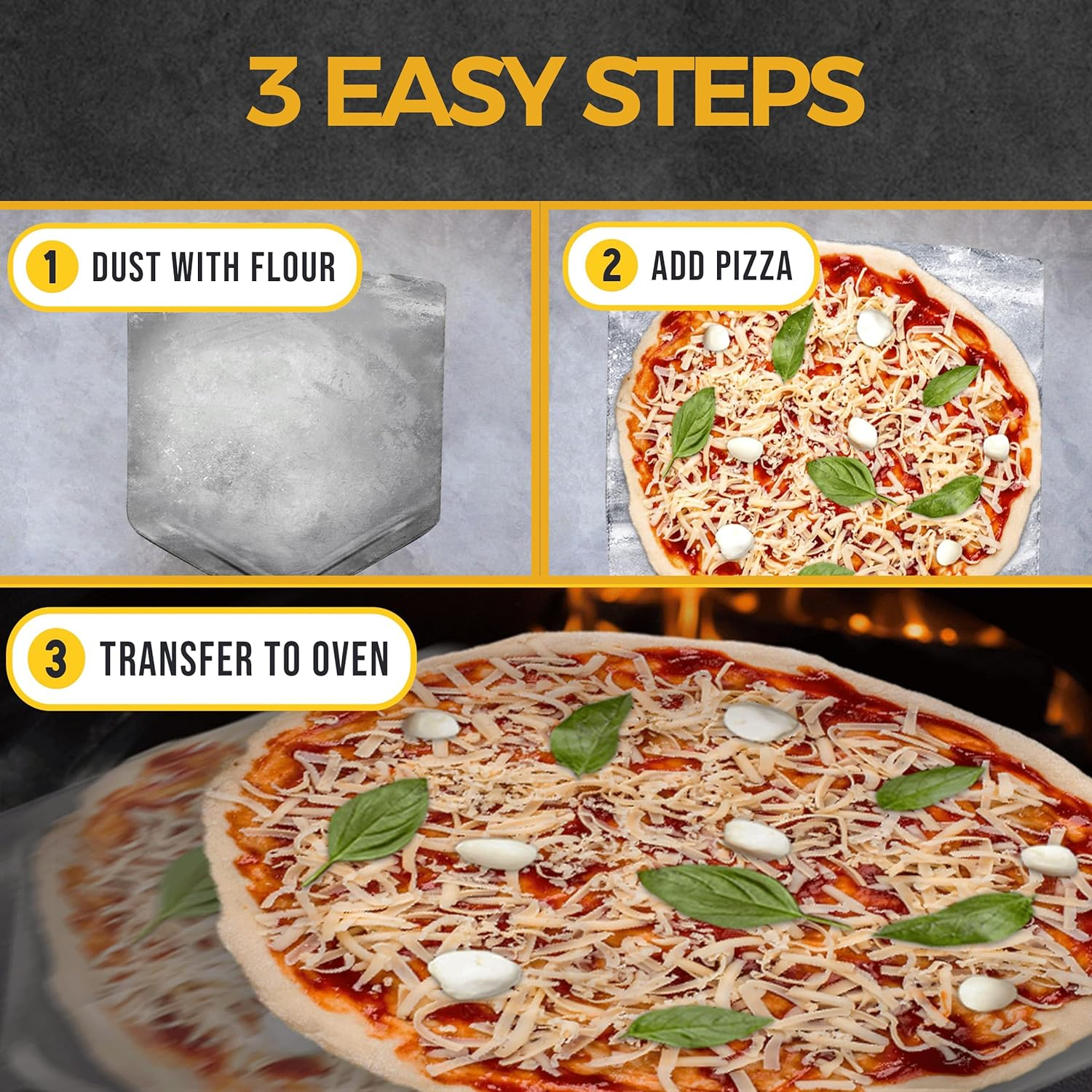 Large Pizza Peel with Folding Handle &ndash; Durable Stainless Steel Pizza Paddle for Easy Transfer, Perfect Pizza Turning Peel for Outdoor Pizza Ovens and Baking, 9" X 13" image number 2