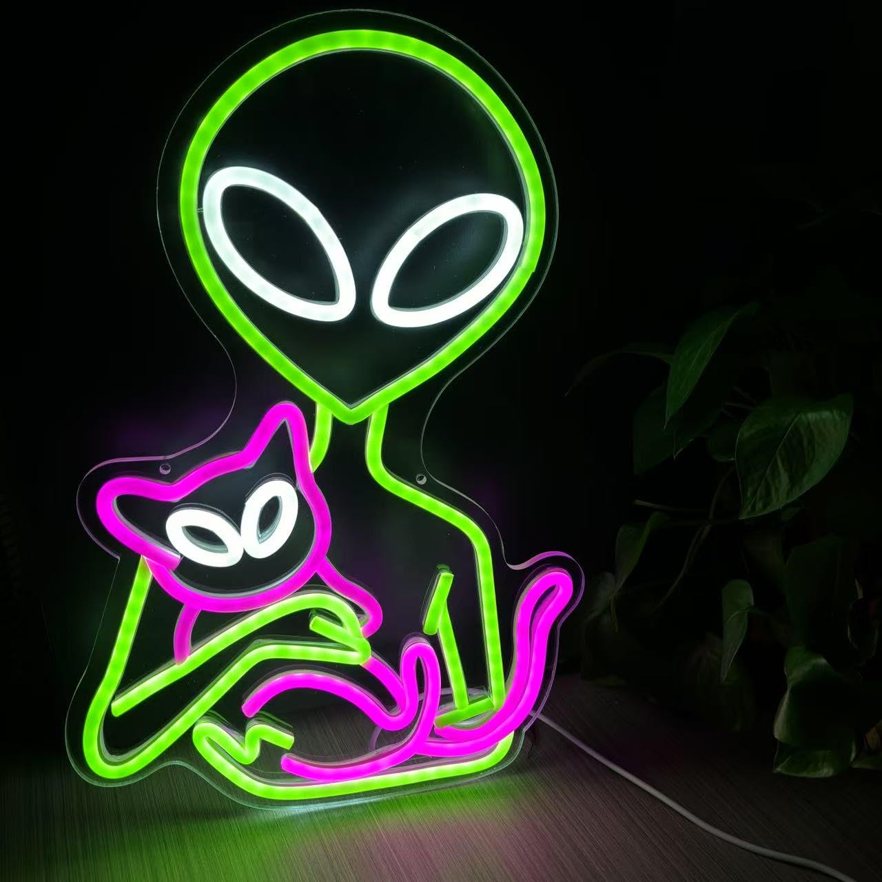 Alien Neon Sign Alien LED Light Alien Cat Neon Light Cat Neon Sign Aesthetic Room Decor Nursery LED Sign Custom Neon Sign UFO Neon Sign image number 5