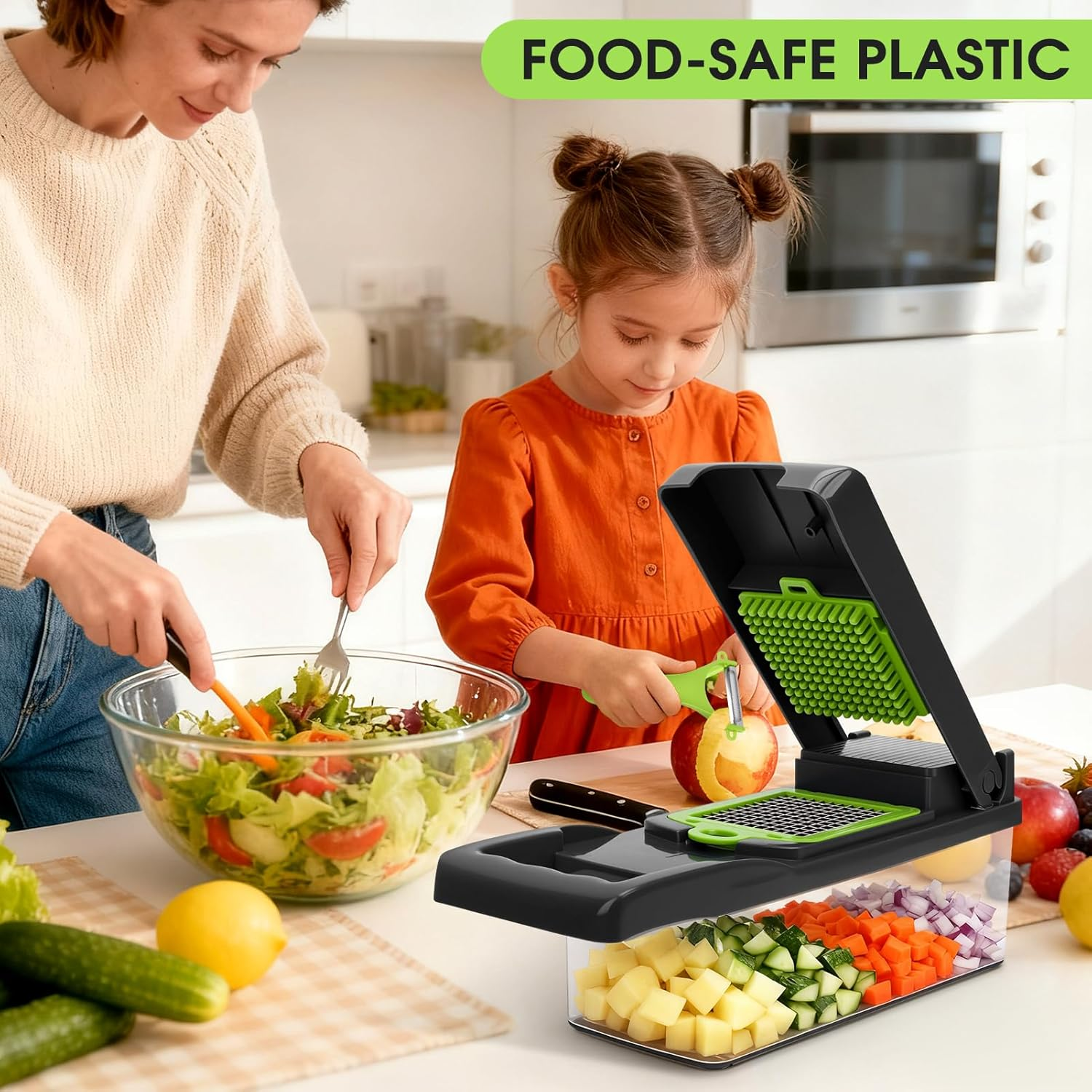 WODHMIEY Vegetable Chopper Cutter Slicer, 14-In-1 Multifunctional Food Veggie Onion Potato Fruit Dicer with Container, Cheese Grater, 8 Interchangable Blades, Kitchen Tools Gadgets image number 2