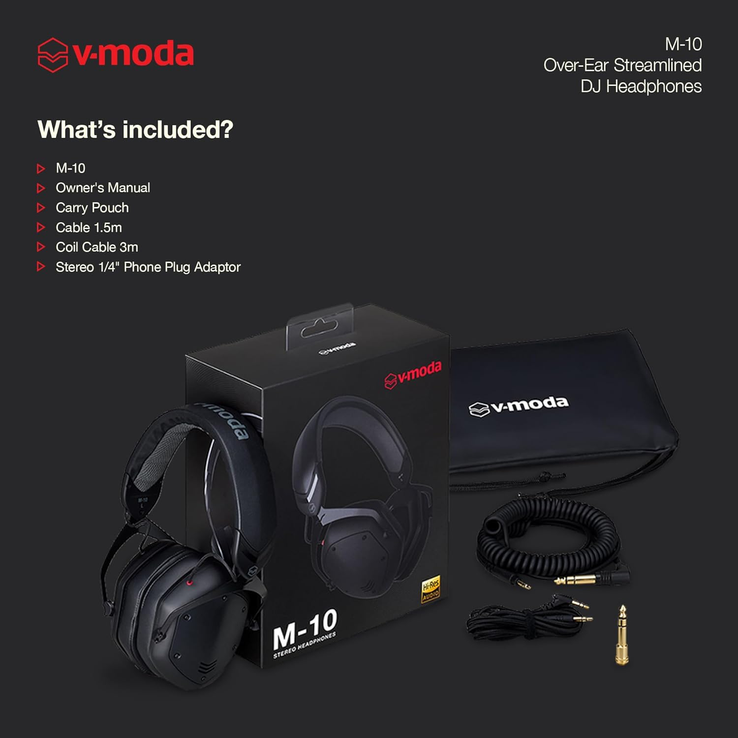 V-Moda M-10 | Streamlined Over-Ear DJ Headphones | Tuned for Djs & Beat-Driven Music | Deep Bass with High-End Clarity | Memory Foam Cushions for Long Performance | Durable Closed-Back Design | Black image number 2