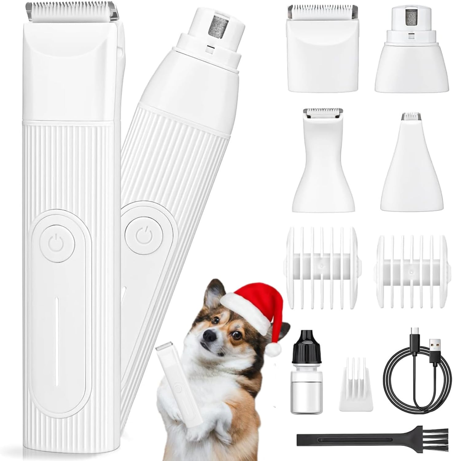 Dog Grooming Clippers Kit, Quiet Cordless Dog Paw Trimmer & Nail Grinder, 4-In-1 Rechargeable Low Noise Pet Hair Trimmers for Small Large Dogs Cats Pets image number 5