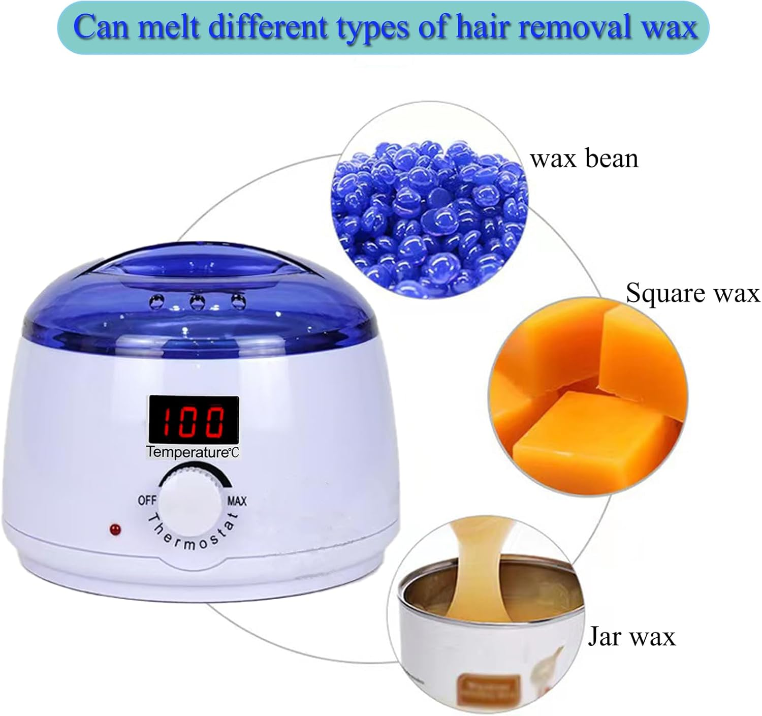 Hoxue 2025 Digital Waxing Kit for Women,Waxing Kit for Brazilian Wax,Wax Pot Heater with Wax Beans,Wax Warmer for Sensitive Skin Hair Removal,Easy to Use Wax Melt Warmer.Au Plug (White) - White image number 2