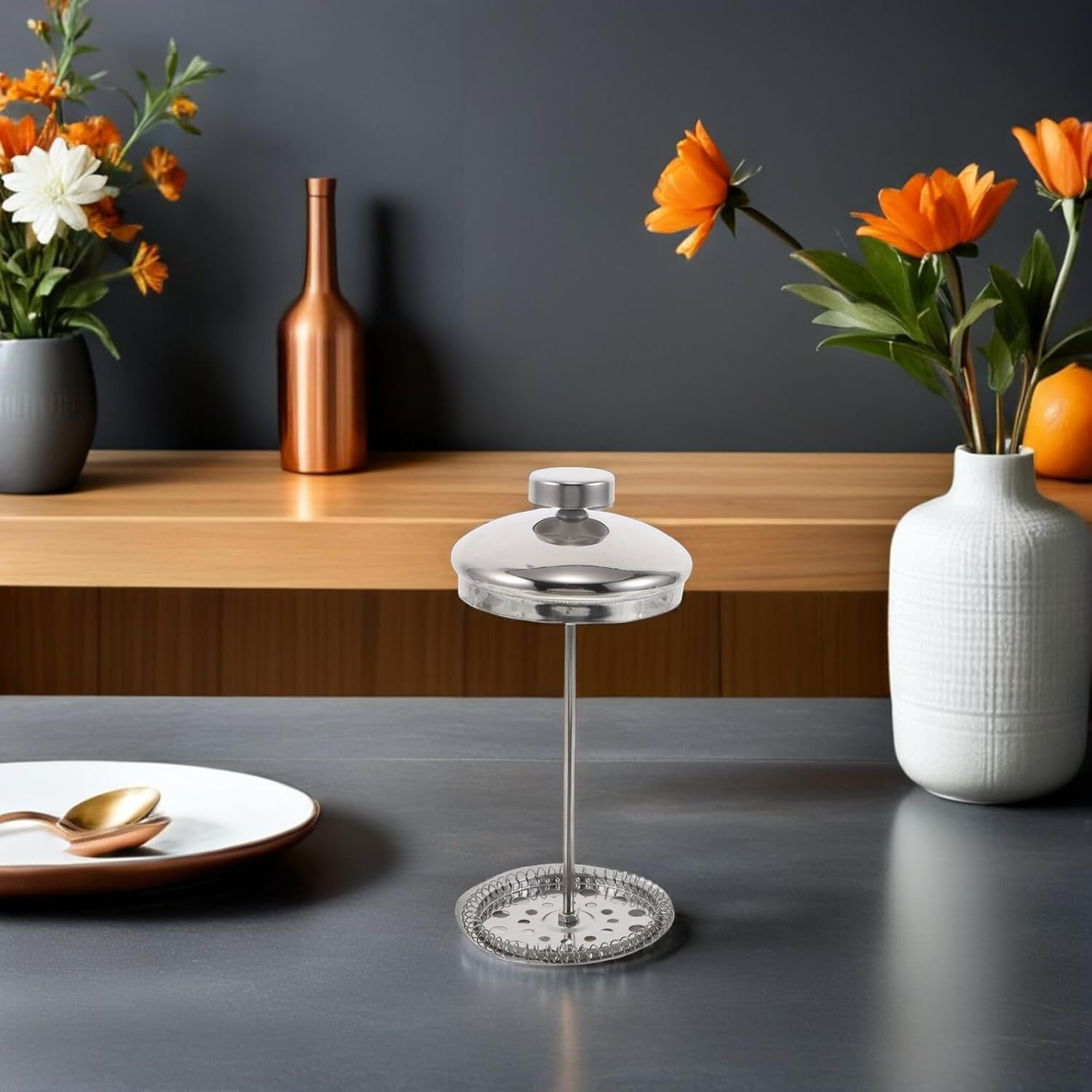 COLLBATH Stainless Steel Coffee Press Replacement Set with 7.5Cm Tea Filter Mesh and Plunger Accessories for 600Ml Press Pot &ndash; Coffee and Loose Leaf Tea Infuser Parts for Home Brewing image number 1