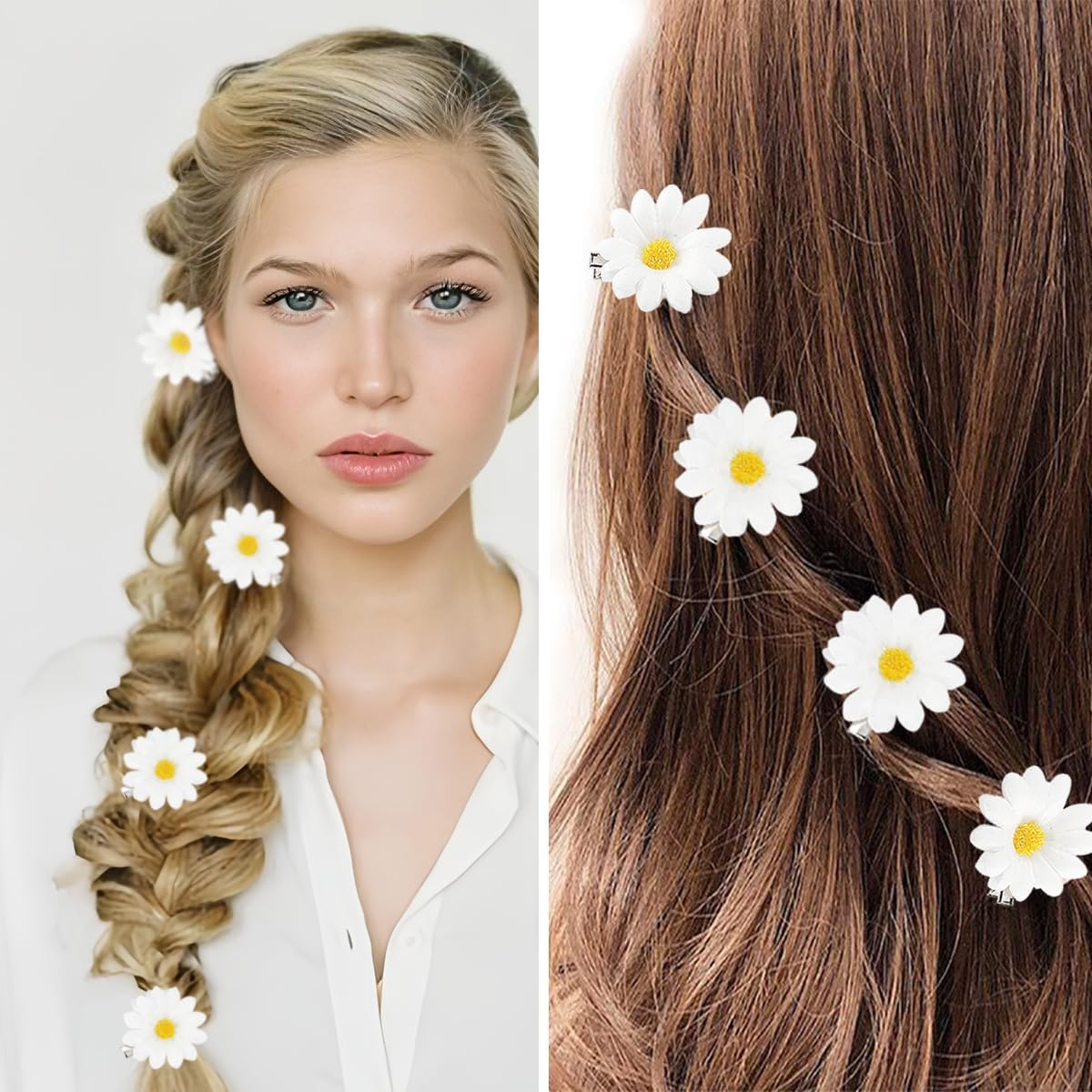 FERCAISH Pack of 20 Daisy Hair Clips, Cute Daisy Hairpin, Flower Hair Clip, White Sunflower Hair Accessories, Daisy Hair Clip for Women Girls