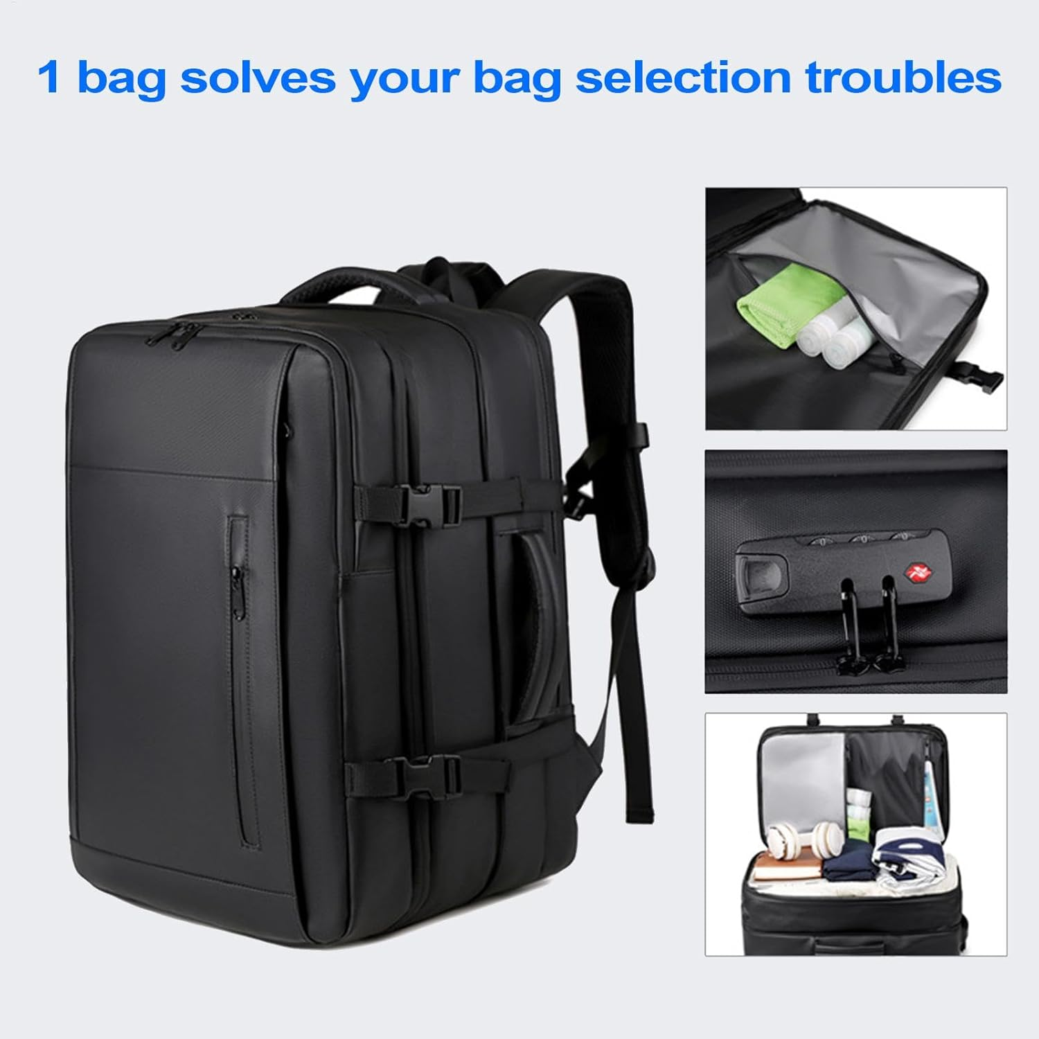 Gupcaqosjw Travel Vacuum Backpack,Anti-Theft Sealed Backpack | Waterproof Compression Daypack with Lock, Business Vacuum Backpack for Travel