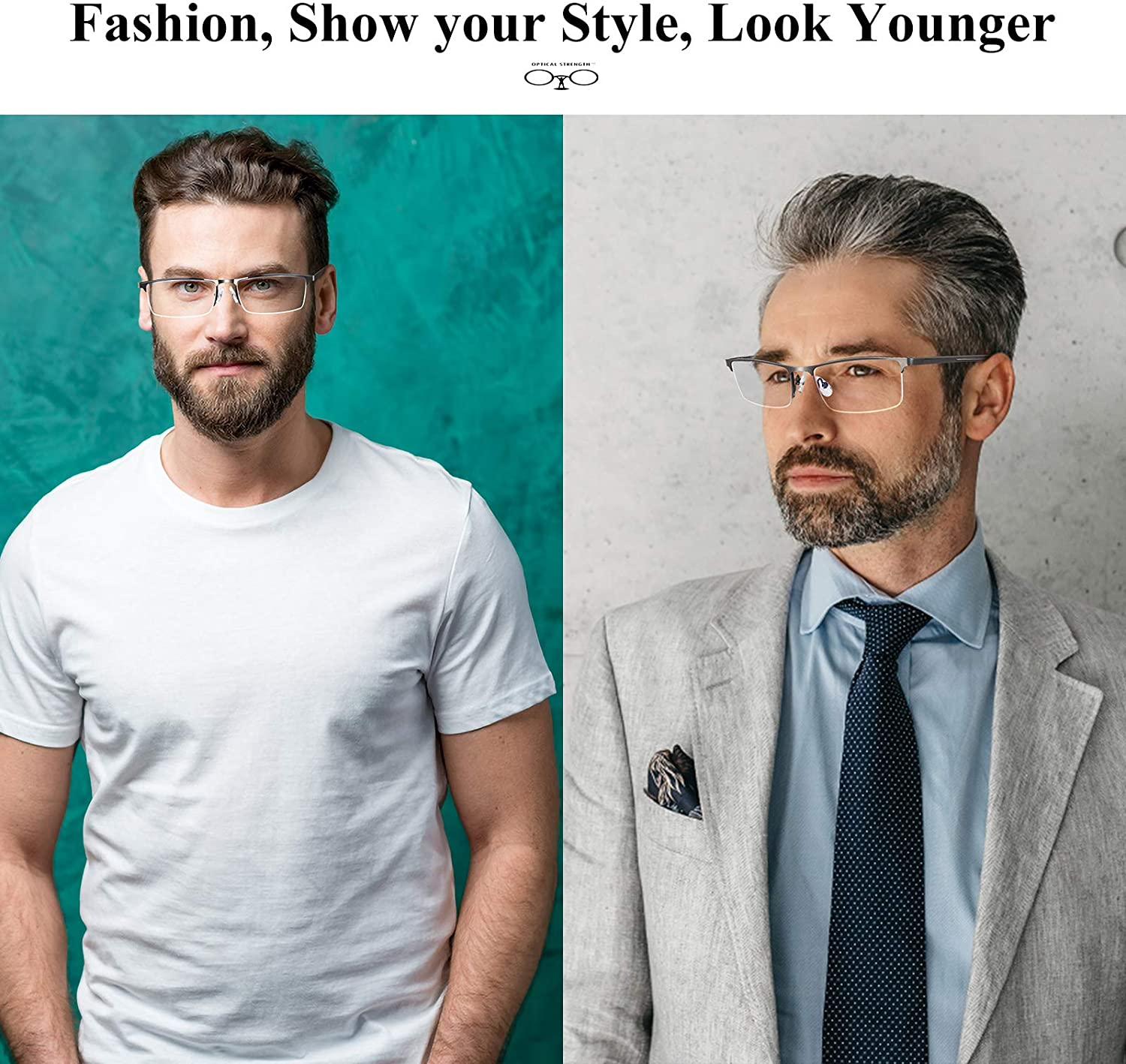 3 Pack Reading Glasses for Men, Metal Frame Blue Light Blocking Reading Glasses