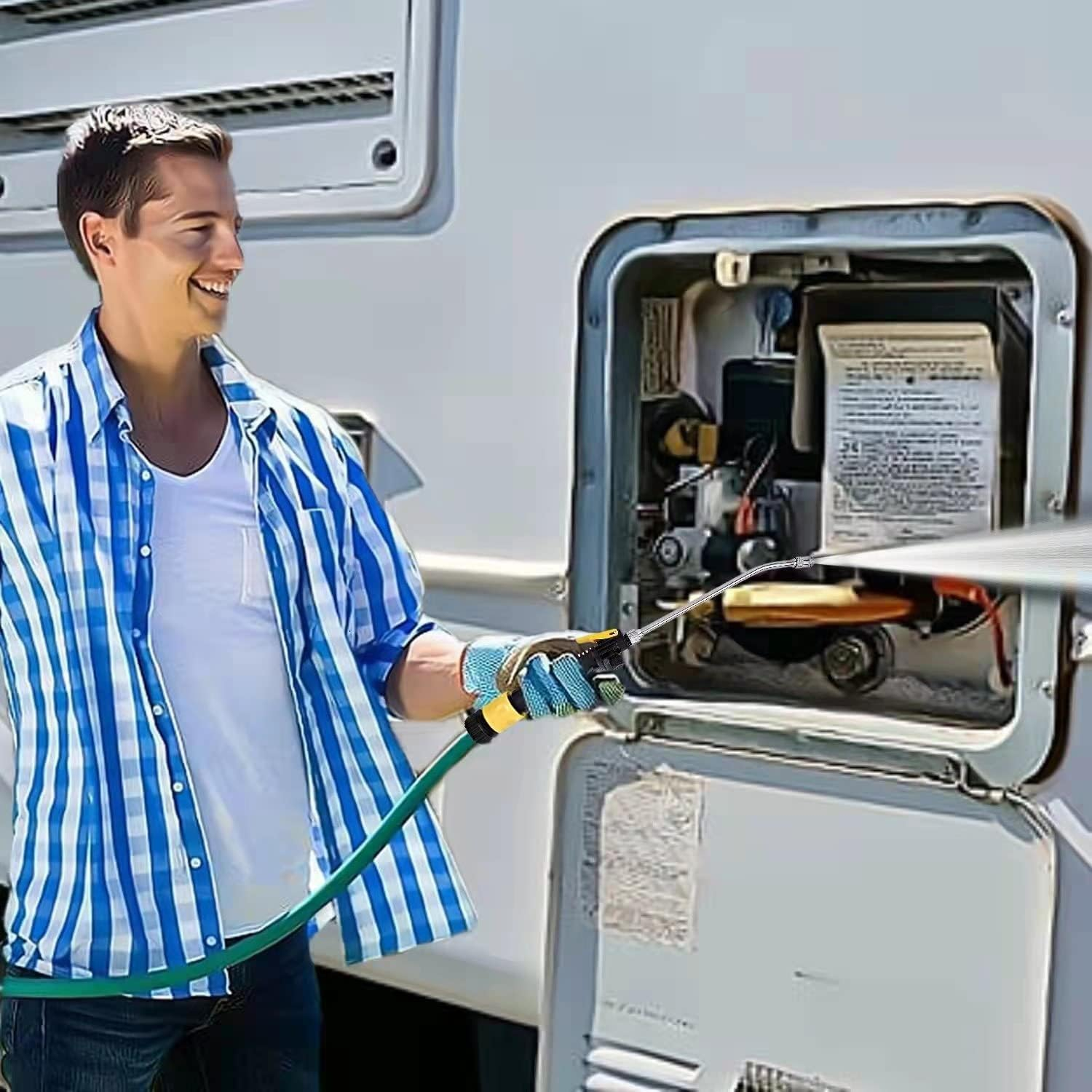 RV Water Heater Tank Rinser,Metal Tube Water Tank Flusher,Powerful Water Spray,Flushes and Removes Sediment and Scale from RV Water Heater (Flush Wand) image number 1