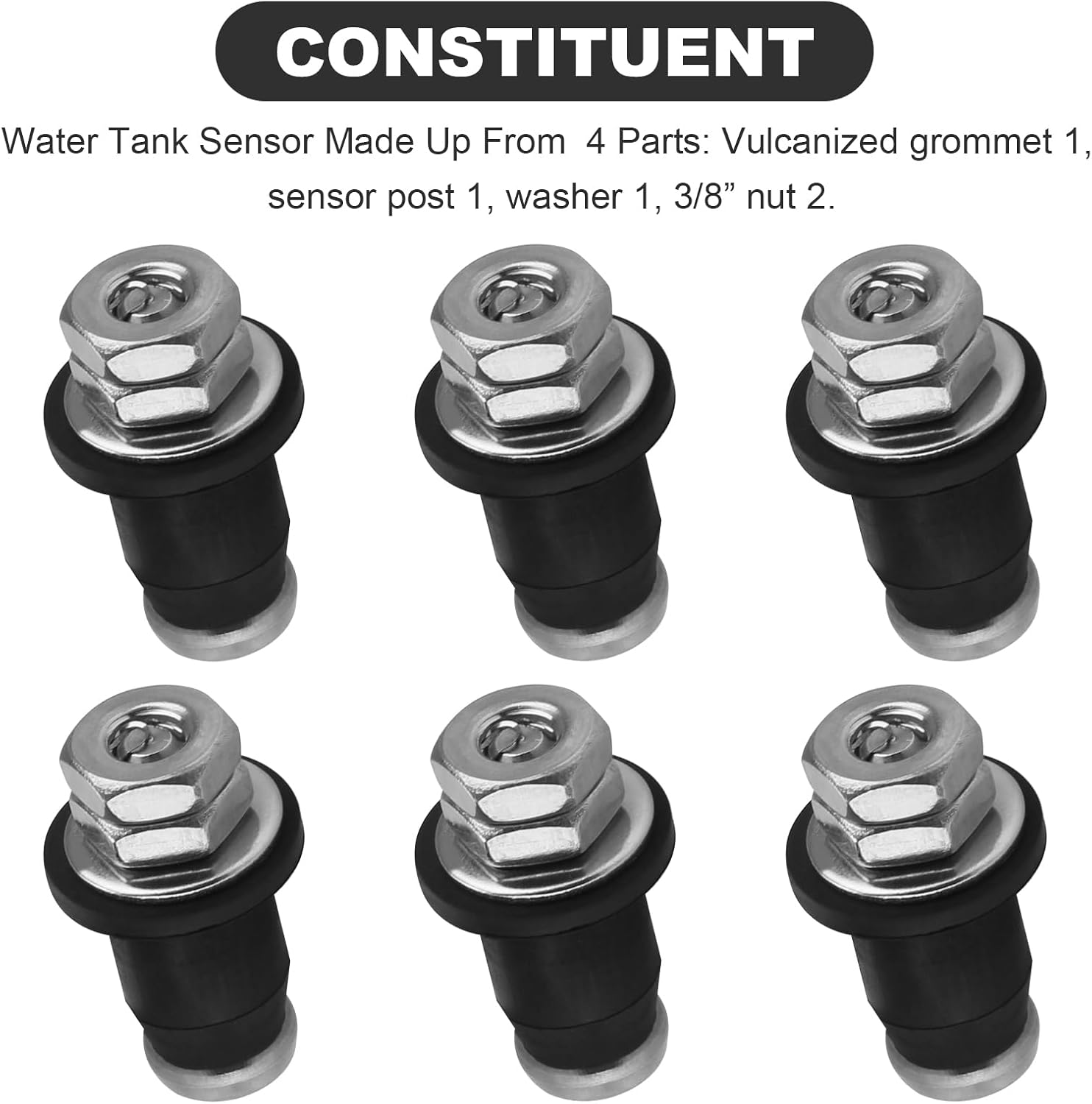 Water Tank Sensors for Recpro RV Water Tank Gauge Systems, Screw-In Water Level Sensors for Fresh, Gray or Black Water Tank 6 Pack