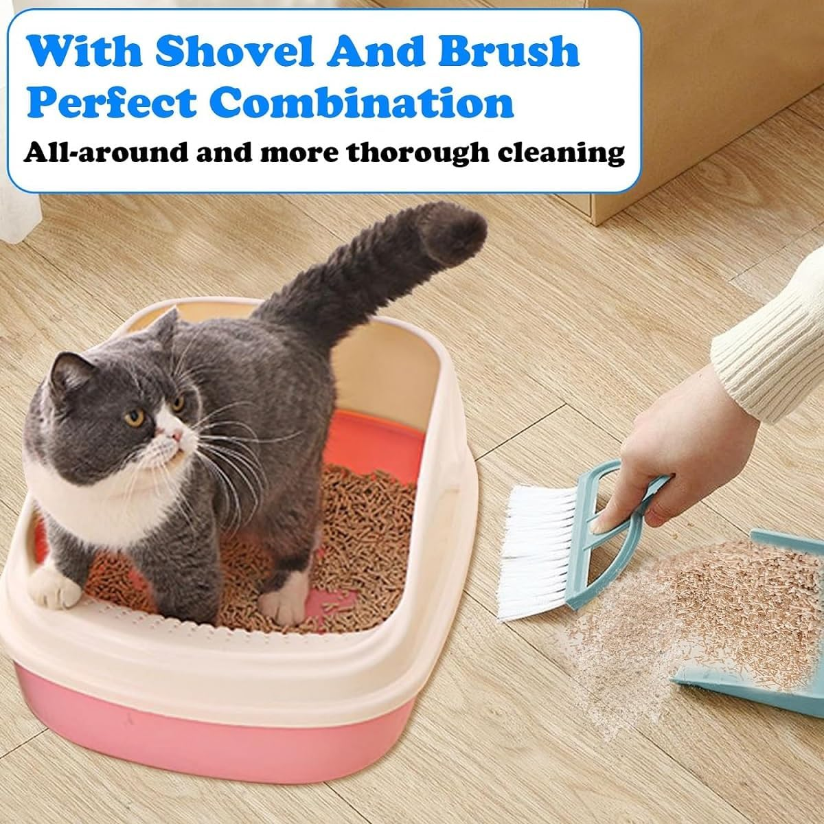 Cat Litter Tray Shovel Broom Set, Plastic Cat Litter Scoop, Cleaning Tools for Cat Litter, Plastic Cat Litter Tray Scoop, Cat Scoop for Cat Litter Tray for Pets, Cats, Dogs image number 4