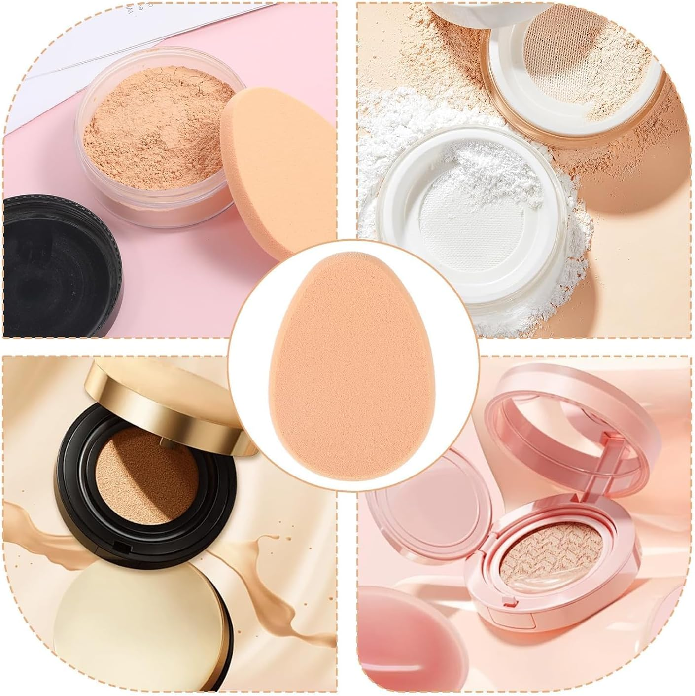 5 PCS Flat Makeup Sponges for Foundation, Smooth Foundation Sponge, Beige Cushion Foundation Puff, Beauty Blender Make up Sponges for Professional Makeup image number 2