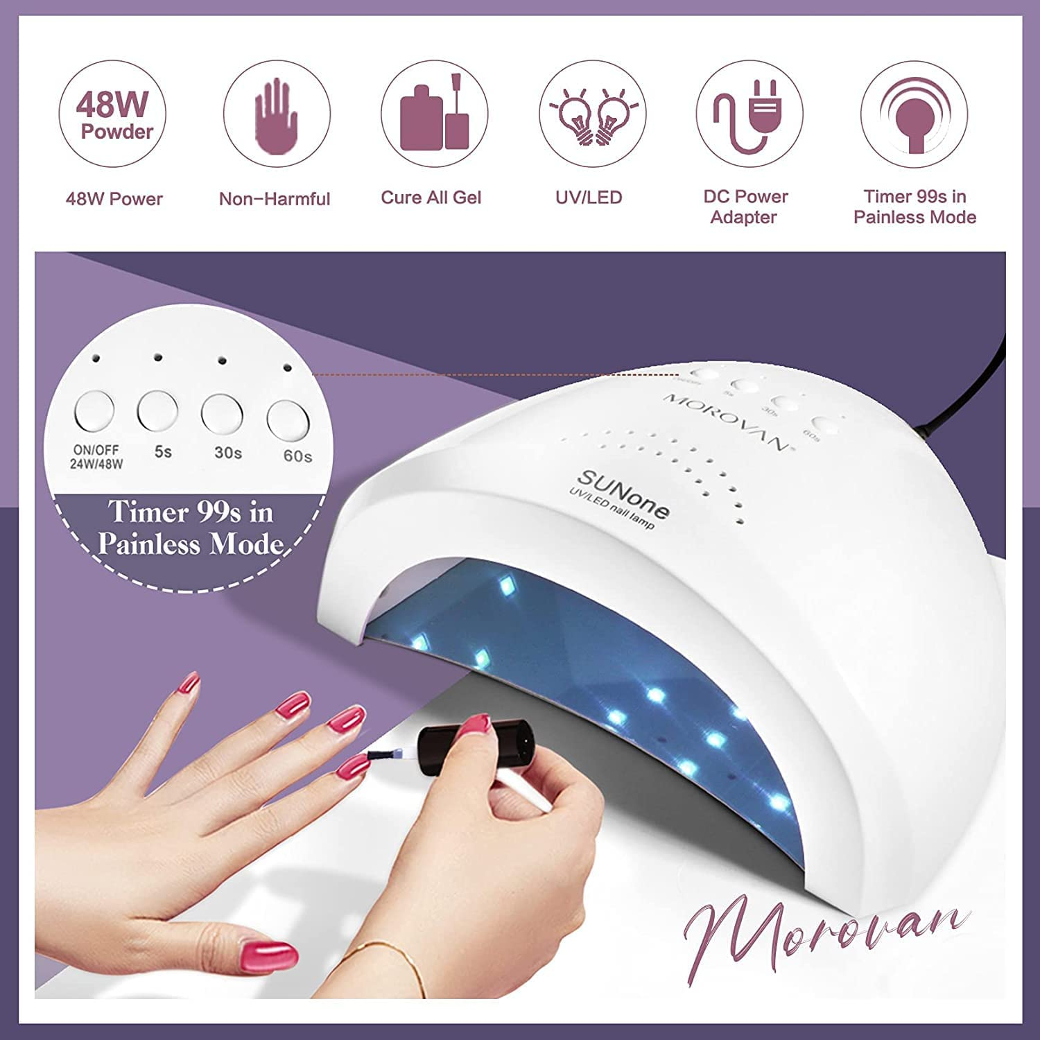 Morovan Gel Poly Nail Kit,8 Pcs Poly Gel Nail Kit with Lamp Everything Nail Extension Gel Kit with 48W LED Nail Lamp 0.5Oz Poly Gel Nail Kits for Starters and DIY French Ombre Nails image number 3