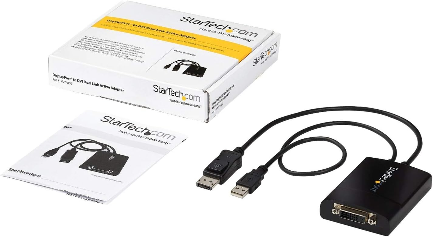 Startech.Com Displayport to DVI Dual Link Active Adapter Converter - DP to Dual Link DVI-D Active Adapter - 2560X1600-3D Support, Black image number 2