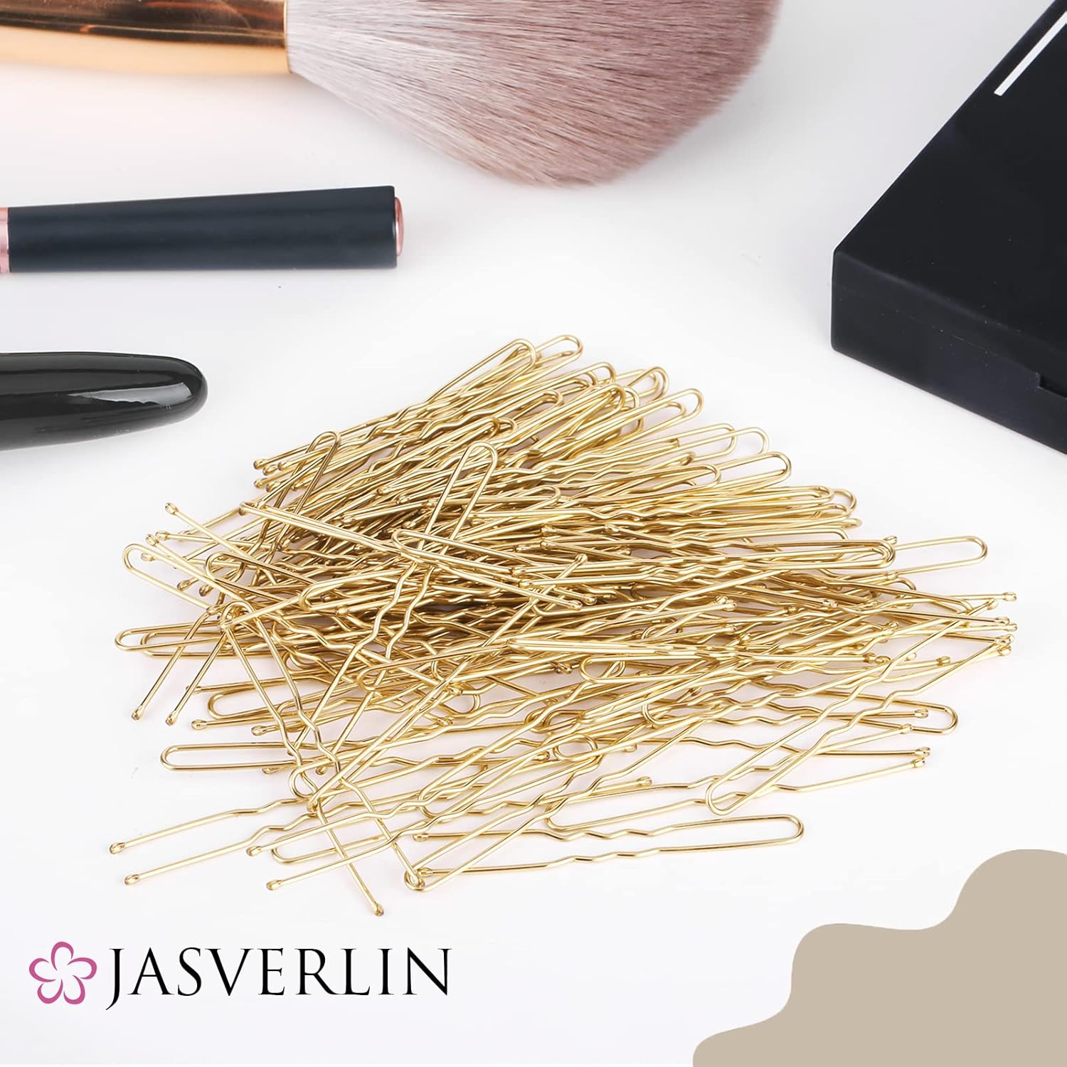 JASVERLIN U Shaped Hair Bobby Pins Blonde for Buns Maker Hairpins Updos Long Large Curly Waved Hairstyling Clips for Women Girls Ballet Wedding 2.4Inch 100Pcs image number 5