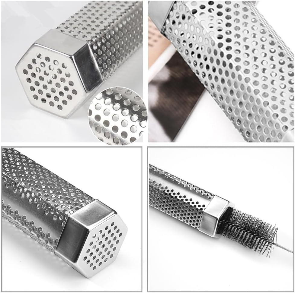 Afzoryxn Premium Pellet Smoker Tube,5 Hours of Billowing Smoke,Premium Pellet Smoker Tube,Stainless Steel BBQ Wood Pellet Tube Smoker for All Grill or Smoker, Hot or Cold Smoking(6 Inch)