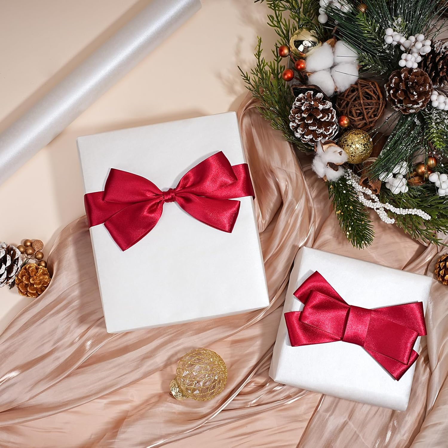 WRAPLA White Wrapping Paper 43Cm X 10M Solid Color Pearly-Lustre Paper, Gift Wrapping Paper Rolls for Wedding, Birthday, Bridal Shower, Christmas, Baby Shower(17In X 33Ft) - Black image number 2