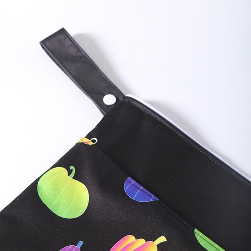 Miners2000 Halloween Wet Dry Bags for Baby Cloth Diapers - Waterproof Reusable Washable Travel Bags, Gym Bag, Pool, Daycare Soiled Baby Items Yoga Gym Bag for Swimsuits Wet Clothes (Black) - Ghost image number 4