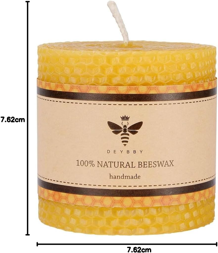 3&times;3 in Beeswax Pillar Candle - Handmade Pure Beeswax Rolled Candle for Gift & Home Decor image number 6