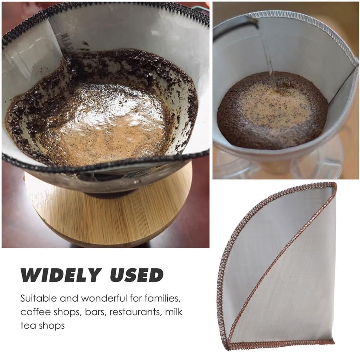 2Pcs 304 Stainless Steel Coffee Making Filter Mesh Reusable Fine Hand Drip Coffee Filter for 1-4 Cups Home Brewing Espresso Accessories image number 6