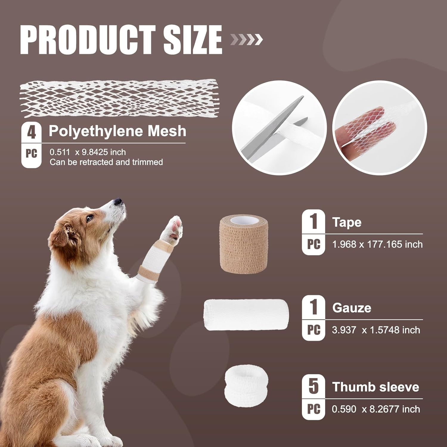 Dog Tail Protector Dog Ends Starter Pack Happy Tail Dressing Vet Wrap for Dog Cat Pet Animals image number 2