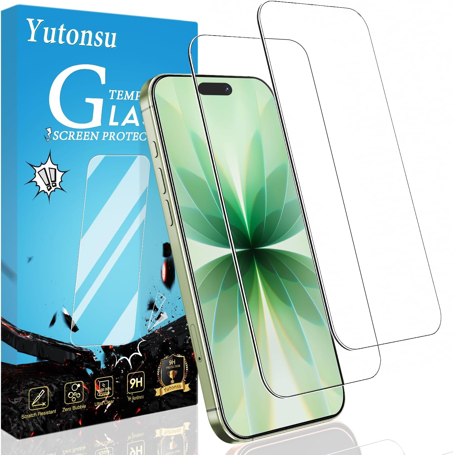 2 Pack Tempered Glass Screen Protector for Iphone 17 (6.3 Inch), 9H Hardness, anti Scratch, Bubble Free, Case Friendly image number 3