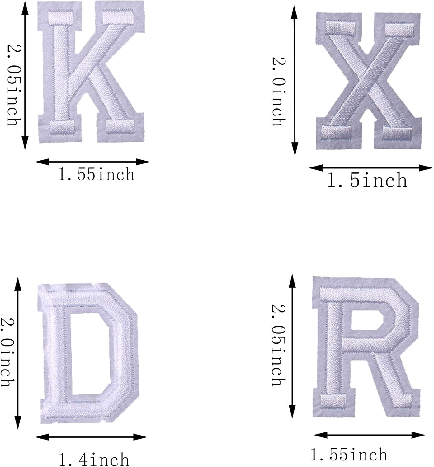 J.CARP 52Pcs White Alphabet a to Z Patches, Iron on Sew on Letters for Clothing. - Assorted For Girls-30Pcs image number 6