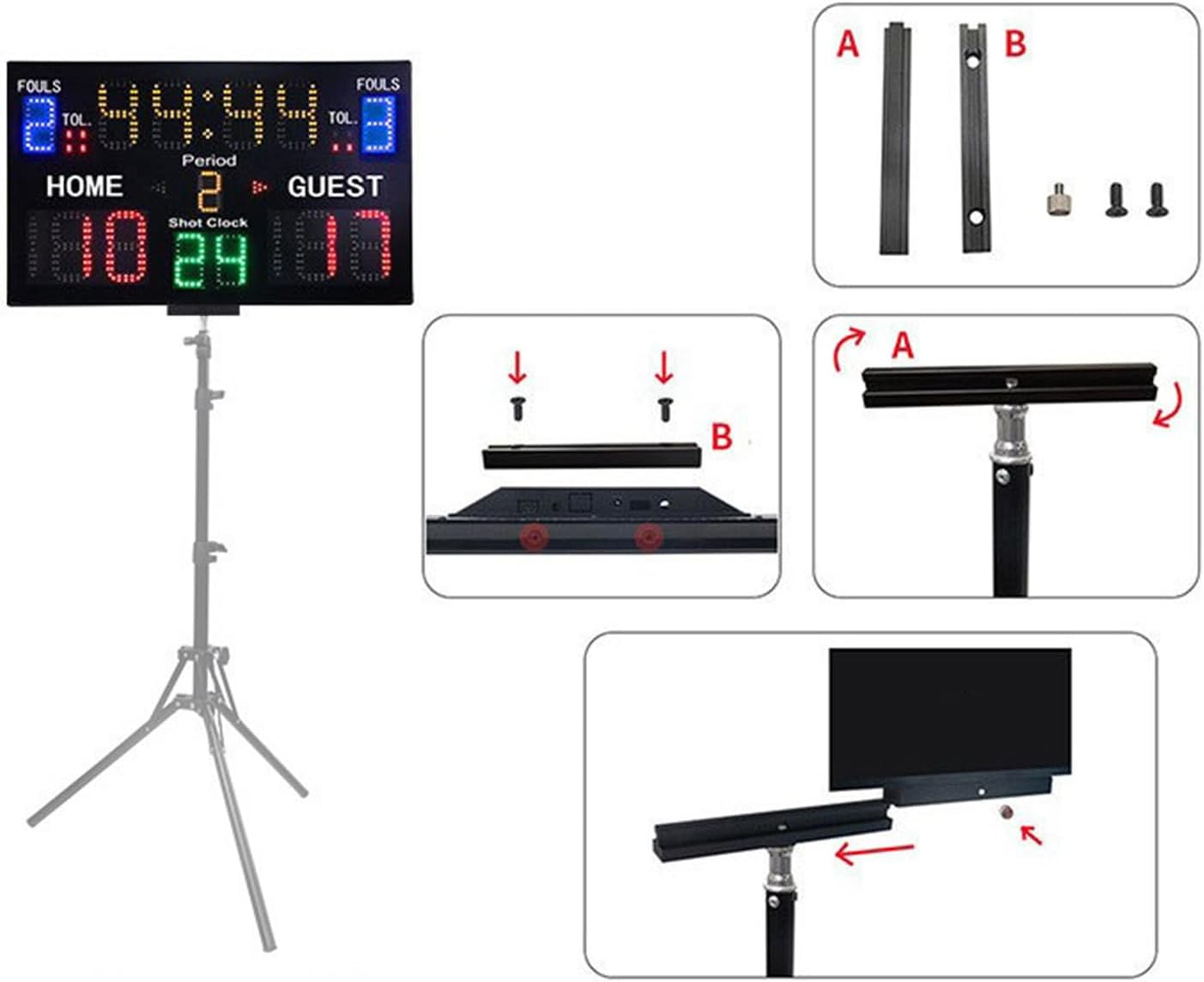 Electronic Basketball Scoreboard, 15 Digits Digital Scoreboard, Portable Score Keeper, Wall or Desk Mount, Widely Used for Basketball, Wrestling, Volleyball, Boxing, and More image number 2