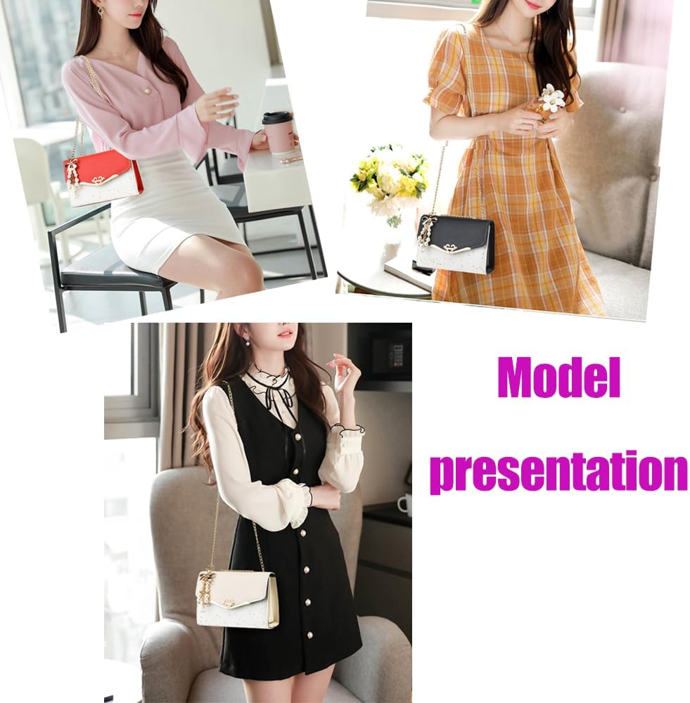 Clutch Purses for Women Rhinestone Handbag for Women Sparkling Diamond Shoulder Purse Elegant Crossbody Clutch Bag for Ladies - Black(With Pearl Strings) image number 2