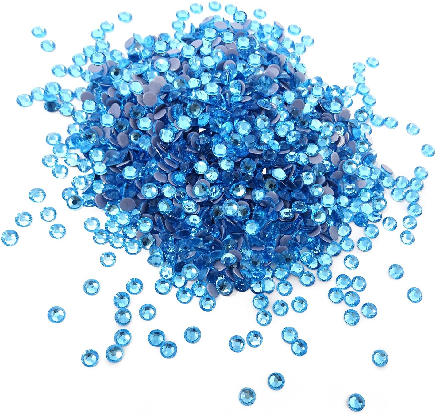 Honbay 1440 Pieces SS20 5Mm Hotfix Rhinestones Sparkly Flatback Rhinestones round Crystal Gems (Light Blue) - Gold image number 2
