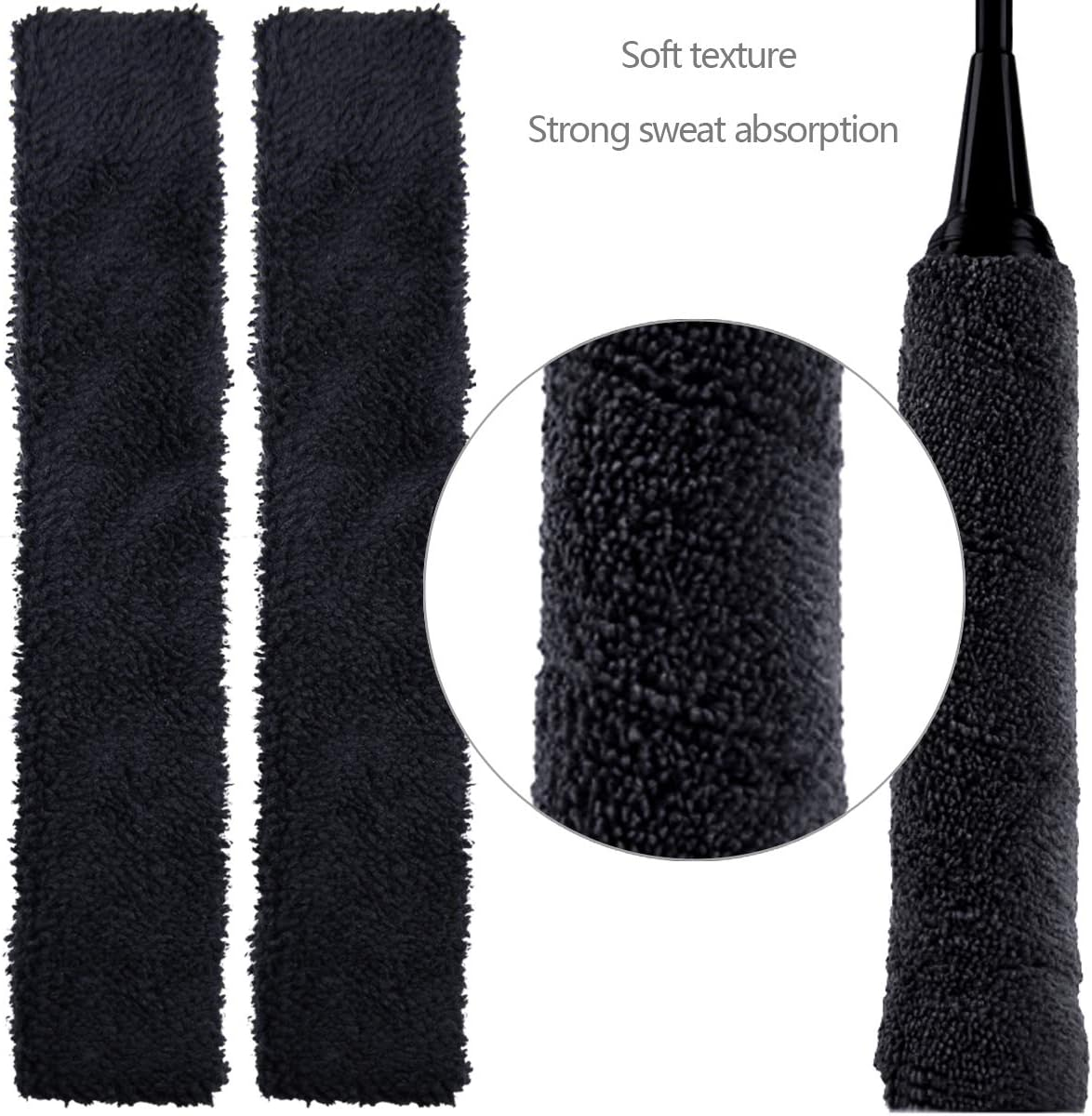 Badminton Racket Grip Tape, (2 Pack) Cotton Towel Grip Badminton Grips, Super Absorbent and Enhanced Shuttlecock Racquet Overgrip, Anti-Skid Sweatband Tape for Badminton Bike Handle - Purple image number 4