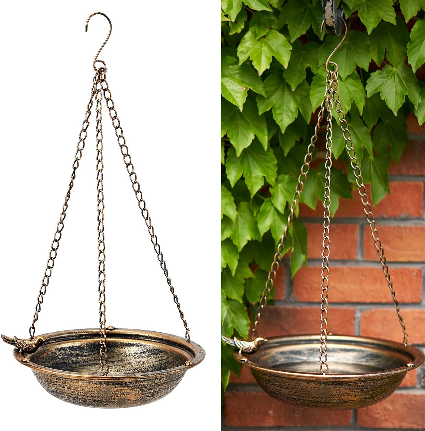 Dia 18" W*28" H Large Metal Bird Bath with Stand, Bird Baths for Outdoors, Metal Bird Baths/Feeder,For Garden Yard Decor