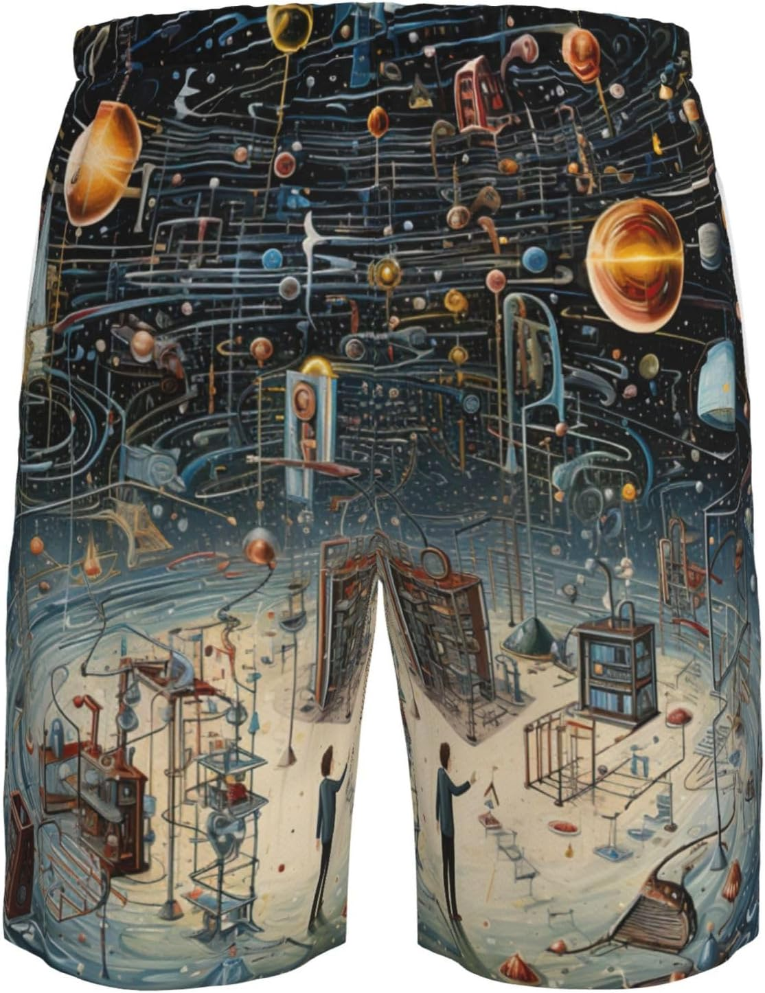 WURTON Physics Print Print Men'S Beach Shorts Hawaiian Summer Holiday Casual Shorts with Drawstring, Quick Dry